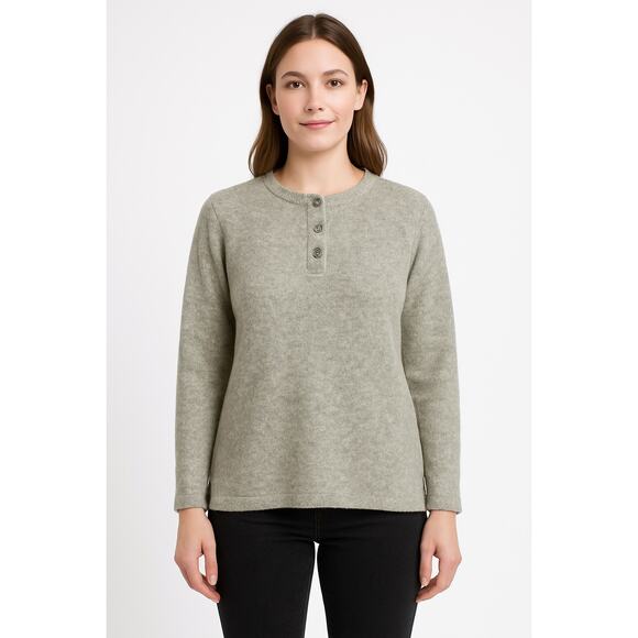 1980s Woolrich Rugged Outdoorwear Gray Heather Wool Henley Sweater
 size medium - Picture 1 of 13